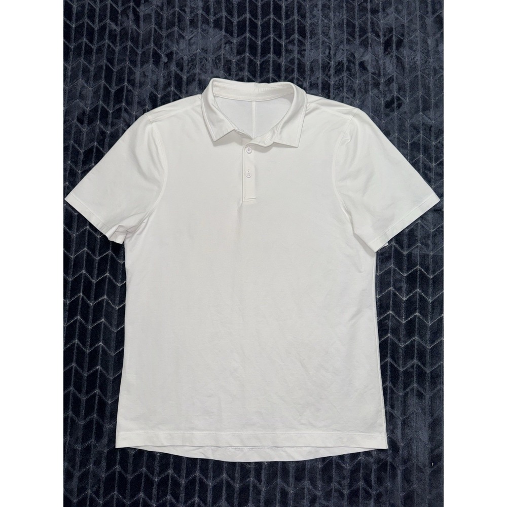LULULEMON Swiftly White Polo Golf Shirt Get Outside Get Sweaty Size Medium